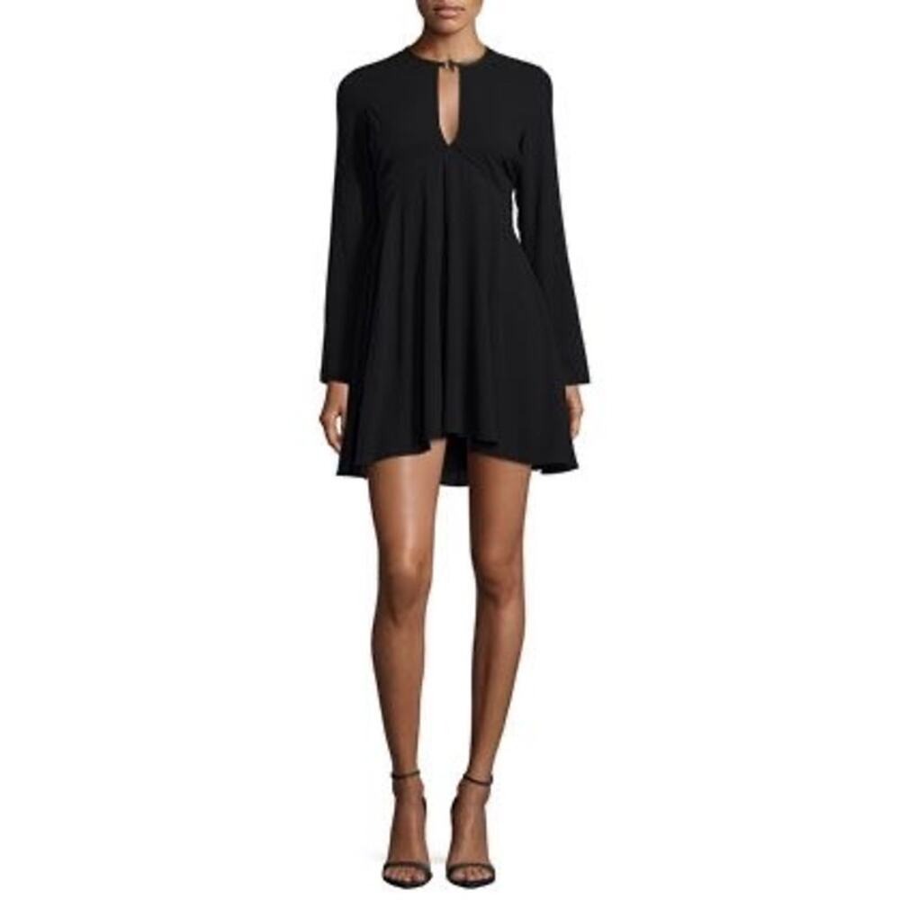 Halston Heritage Long-Sleeve Turn-Lock Empire-Waist Dress